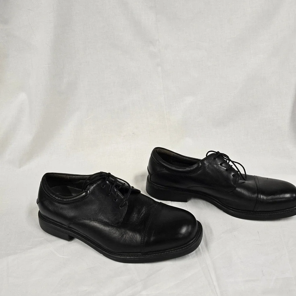 Nunn Bush Mens Black Leather Cap‎ Toe Oxford Shoes Comfort Gel Size 10.5W
